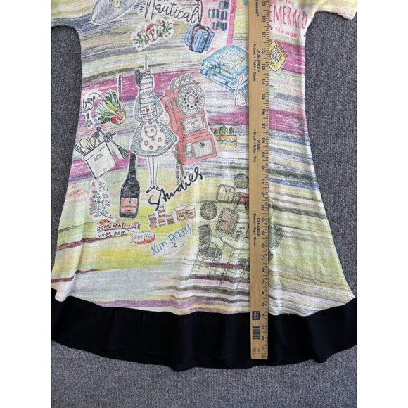 Inoah Dress Womens Small Multicolor A-Line Stripe Print Ruffle Hem Made in USA - Picture 4 of 5